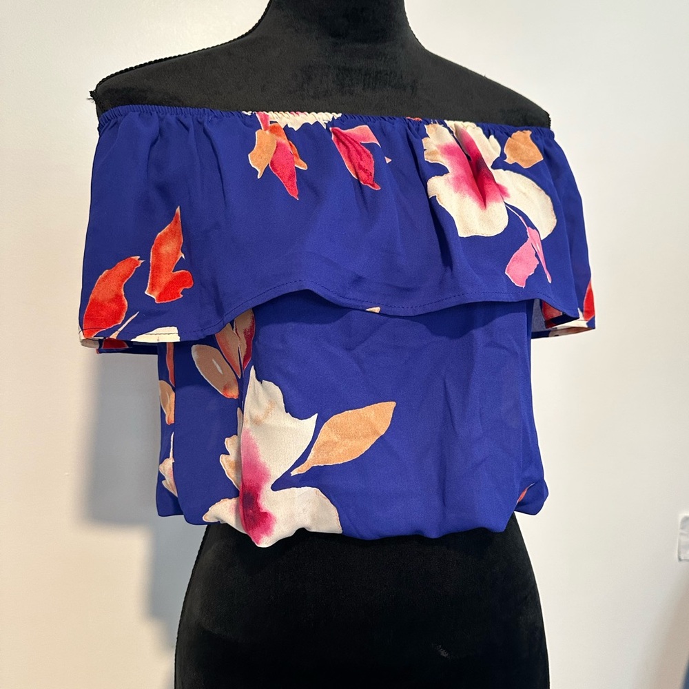 Sienna Sky Floral Tank Shirt Blue Size Small